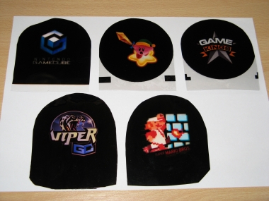 several logo discs